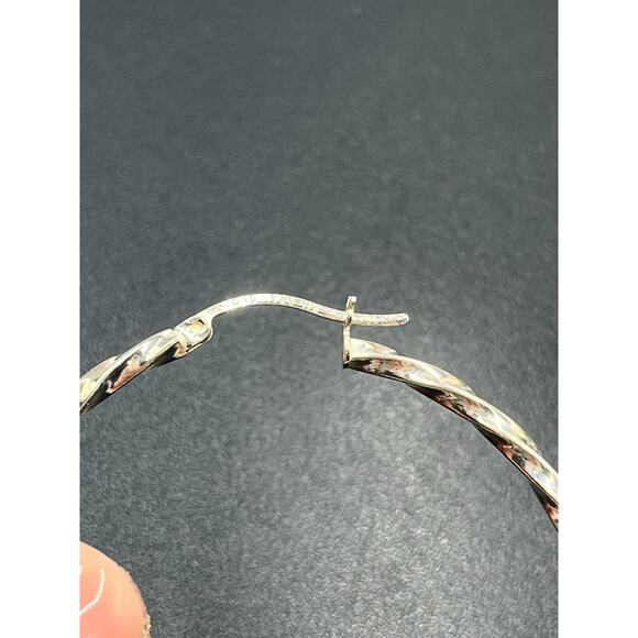 Sterling Silver 925 Twisted Rope Hoop Earrings 2" Diameter OSG Stamped 4.6g - Picture 5 of 8